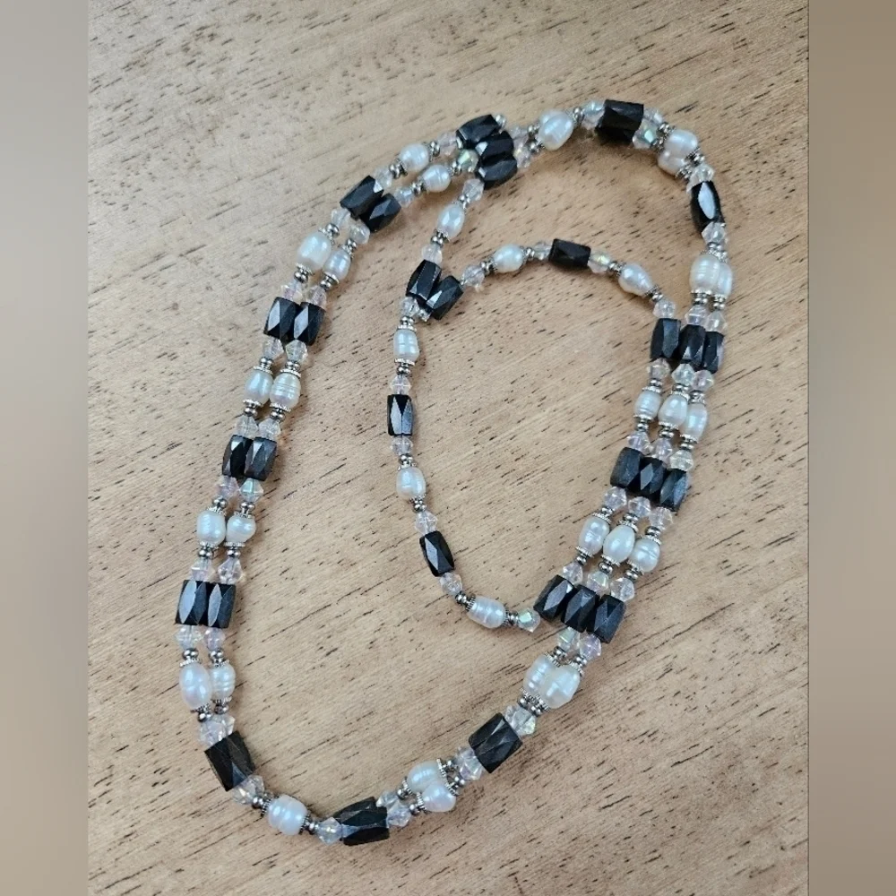 Necklaces, glass and hematite